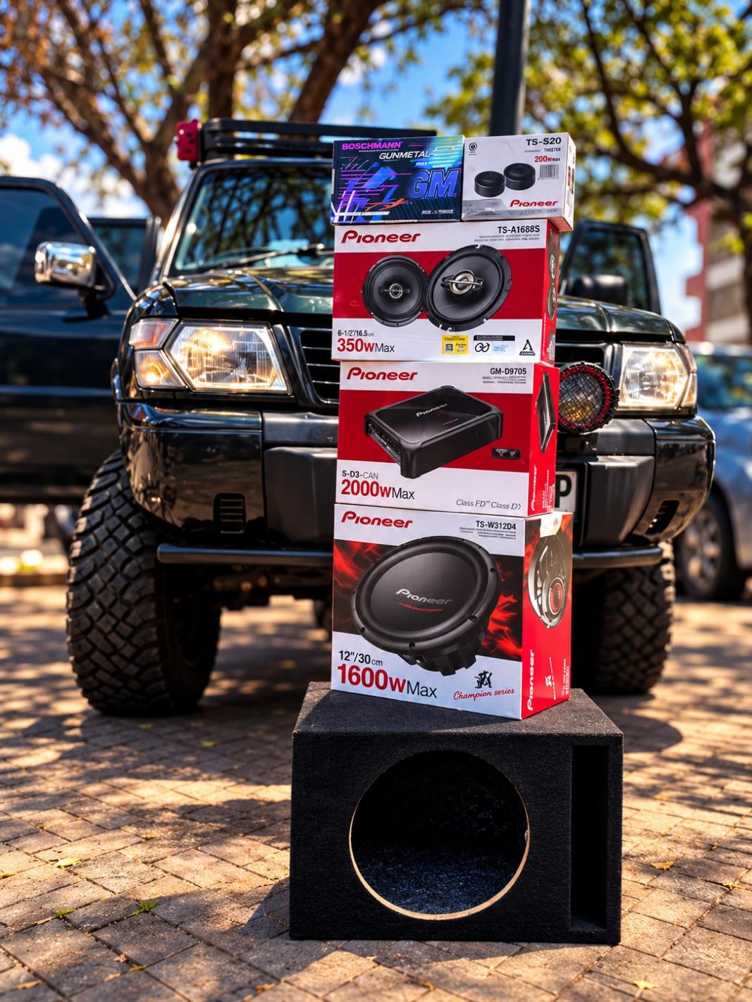 Nissan Navara with Pioneer speakers, amplifier and subwoofer enclosure ready for a sound upgrade